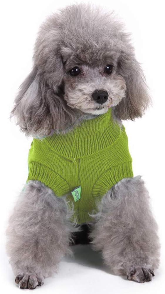 Dog Sweater, Large, Light Green, Acrylic, Turtle Neck, Pullover, 15.75 inch Chest, 11-15 lb, Unisex, for Large Breeds