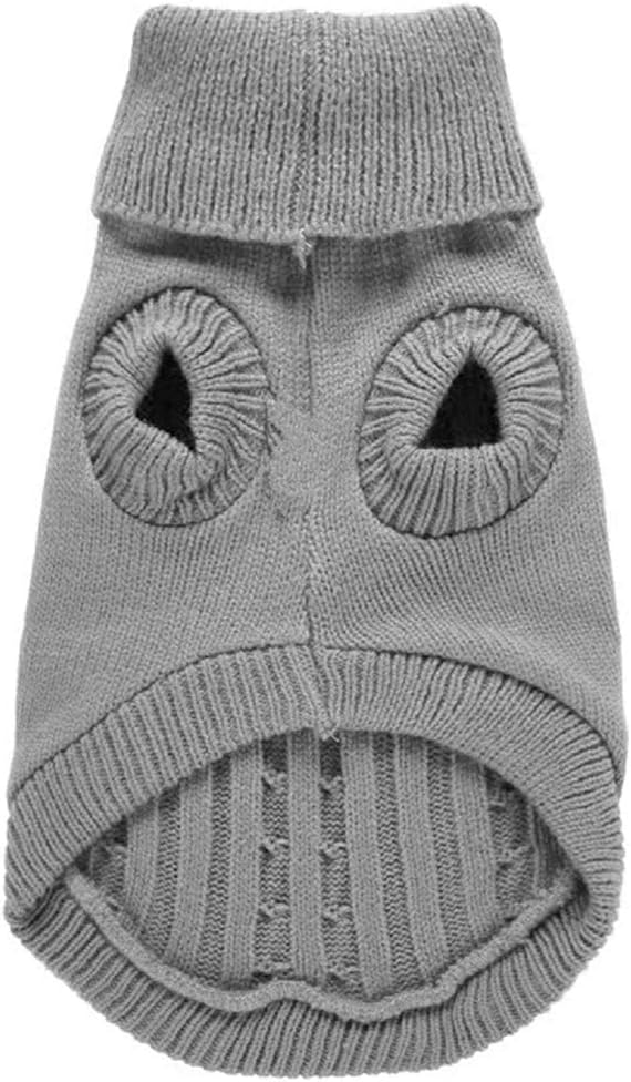 CHBORCHICEN Small Dog Sweaters Knitted Pet Cat Warm Dog Sweatshirt Winter Clothes Kitten Puppy Sweater (Large, Grey)