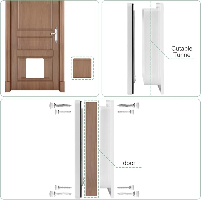 Cat Door for Interior/Exterior Doors and Walls (XL) | 4-Way Locking Option, Weatherproof & Secure Cat Flap with Easy Installation Kit