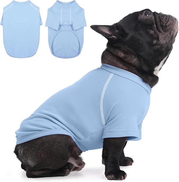 IECOii Dog Sweaters for Small Dogs Girl,Fleece Dog Sweatshirt with Sleeve, Stretchy & Lightweight Cozy Fall Sweater for Small Medium Size Dogs, Pet Pullover Jumper for Pug, Westie Sweaters, Blue, M