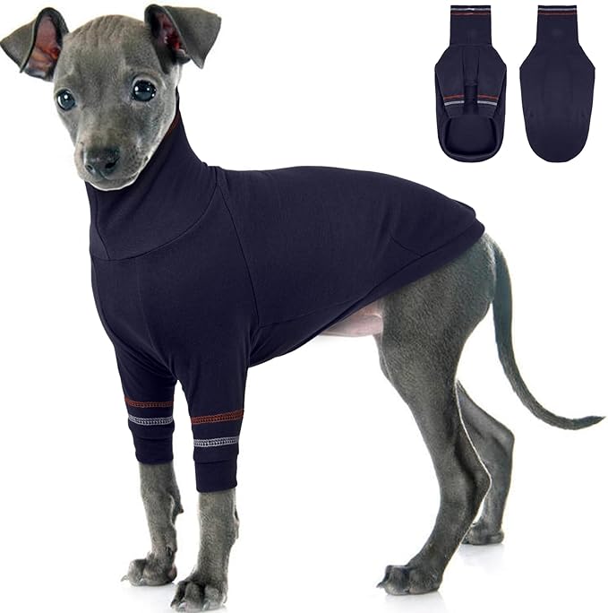 Greyhound Dog Sweater, Italian Coat for Small Dogs, Whippet Pullover Turtleneck Stretchy Knit Sweatshirt, Thermal Clothes Pajamas Sighthounds Jumpsuit for Cold Weather S
