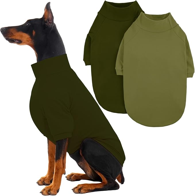 IECOii 2 Pack XXL Dog Fleece Sweater for Large Dogs, Warm Dog Turtleneck with Stretch for Pitbull Sweater, Fall Winter Pullover Dogs Sweatshirt with Sleeve, Indoor & Outdoor Sweaters for Walking, 2XL