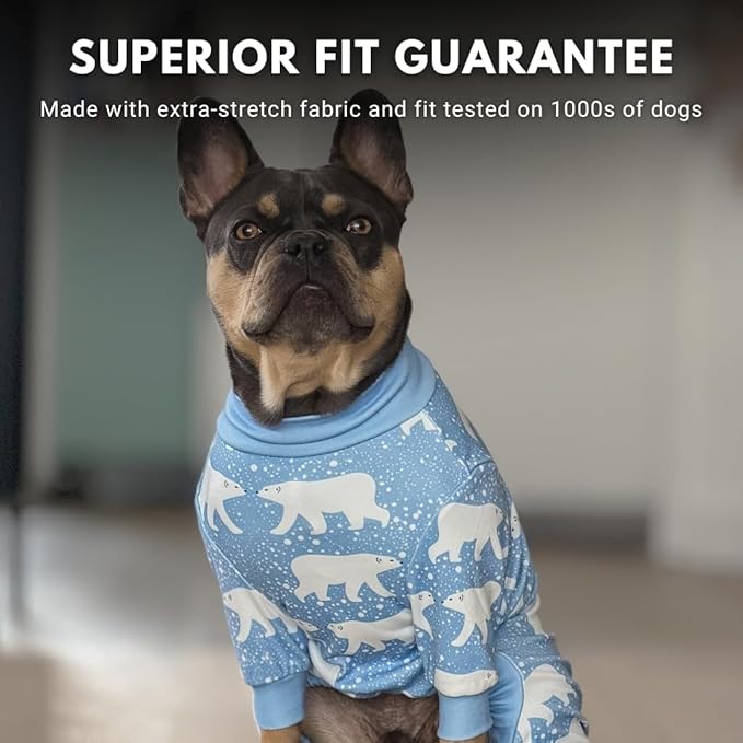 Spark Paws Dog Pajama, Dog Recovery Suit Male, Onesie, Ultra-Soft and 4-Way Stretch, for Small Medium and Large Breeds - Snowy Polar Bear - 4XL