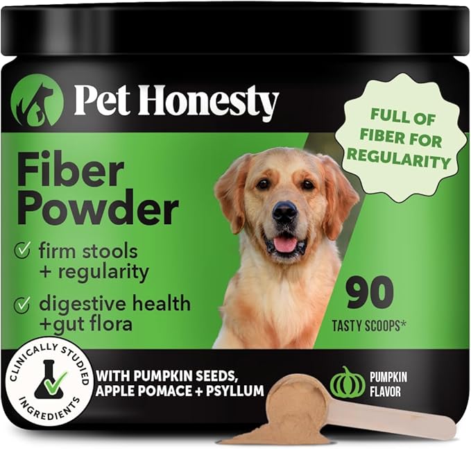 Pet Honesty Pumpkin Fiber Powder Supplement for Dogs - All Natural Dog Probiotic with Psyllium Husk, Pumpkin Seeds and Apple Pectin for Healthy Digestion (90 Scoops)
