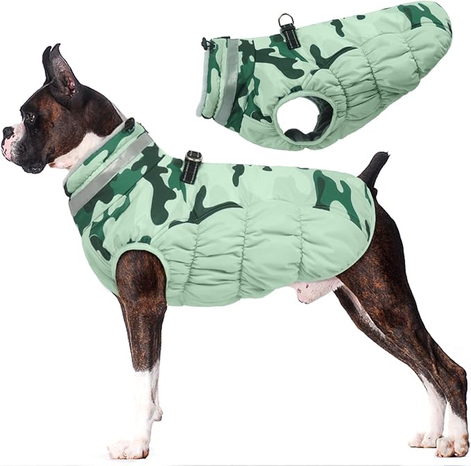 Lelepet Warm Dog Winter Coat Dog Coats for Large Dogs Waterproof Dogs Jacket with Harness Built in Reflective Cold Weather Coats Windproof Zip-Up Winter Fleece Vest Snowsuit Boxer Labrador XL