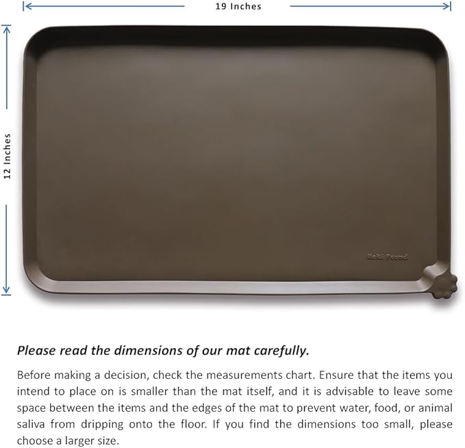 Hoki Found Silicone Pet Food Mats Tray - Non Slip Pet Dog Cat Bowl Mats Placemat - Dog Pet Cat Feeding Mat - Waterproof Dog Cat Food Mats -Pet Water Mats for Carpet - Coffee