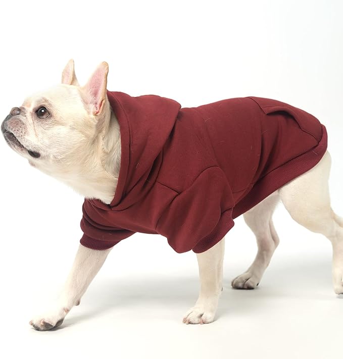 KOOLTAIL Basic Dog Hoodie - Soft and Warm Dog Hoodie Sweater with Leash Hole and Pocket, Pet Winter Coat, Cold Weather Clothes Sweatshirt for Small Medium Large Dogs Puppy Cat Boys Girls Deep Red XL