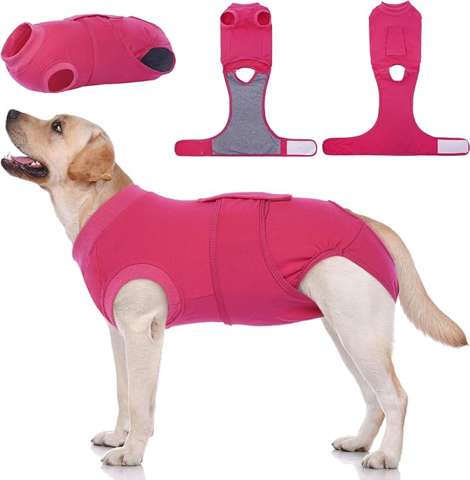 Kuoser Dog Surgery Suit - Female Spay & Male Neuter Recovery Onesie, Anti-Licking Abdominal Wounds Pet Surgical Recovery Bodysuit, Substitute E-Collar & Cone