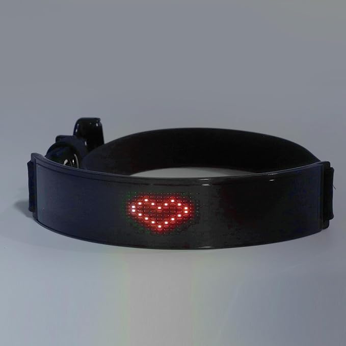 LED Dog Collar, Programmable DIY LED Collar Rechargeable for Dog Walking, Glowing Night Pet Necklace with DIY Screen & Adjustable Belts for Small Medium and Large Dogs (Red Light)