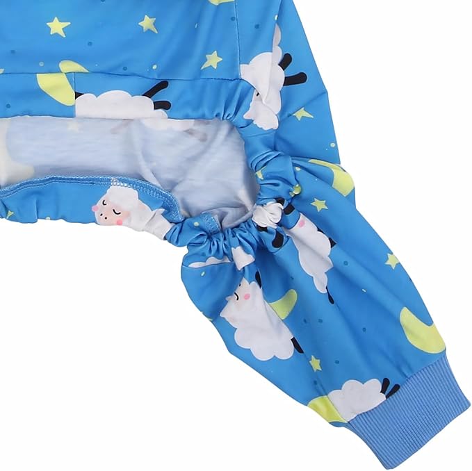 HDE Dog Pajamas One Piece Jammies Jumpsuit Pet Clothes Outfit Stretchy Lightweight Comfy Shirt Pjs for M-3XL Dogs Counting Sheep - 2XL