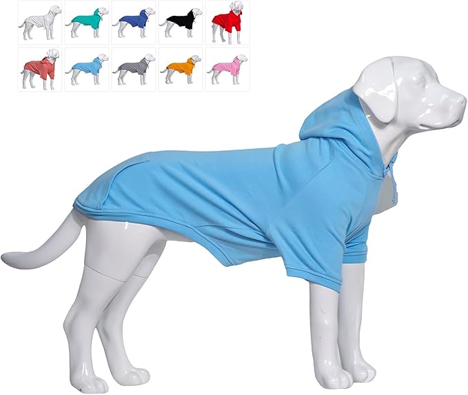 Lovelonglong Blank Basic Hoodie Sweatshirt for Dogs 100% Cotton Fits Small Medium Dachshund Large Dog SkyBlue D-M