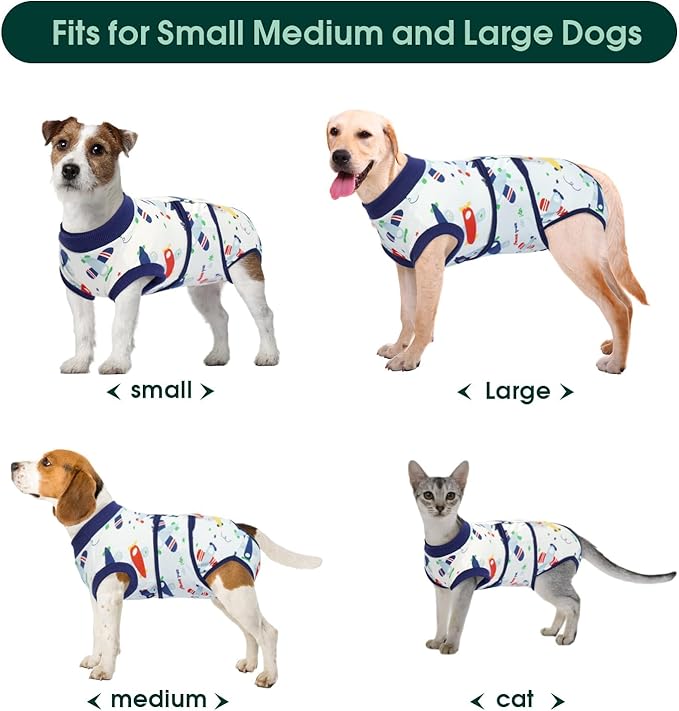 Kuoser Recovery Suit for Dogs Cats After Surgery, Professional Pet Recovery Shirt Dog Abdominal Wounds Bandages, Substitute E-Collar & Cone,Prevent Licking Dog Onesies Pet Surgery Recovery Suit