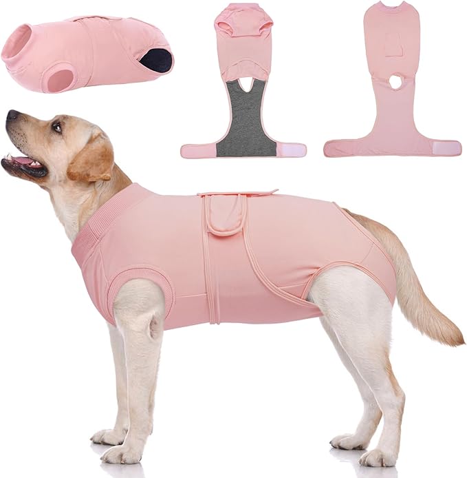 Kuoser Dog Surgery Suit - Female Spay & Male Neuter Recovery Onesie, Anti-Licking Abdominal Wounds Pet Surgical Recovery Bodysuit, Substitute E-Collar & Cone