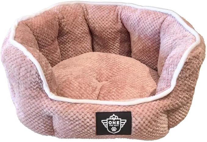 One for Pets Snuggle Pet Bed,Dog Bed, Cat Bed, Removable Washable Octagon Cuddle Bed,Anti Anxiety (Pink, Medium (22.5 Inch))