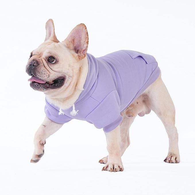 KOOLTAIL Basic Dog Hoodie - Soft & Warm Dog Hoodie Sweater with Leash Hole and Pocket, Pet Winter Coat, Cold Weather Clothes Sweatshirt for Small Medium Large Dogs Puppy Cat Boys Girls Lavender M