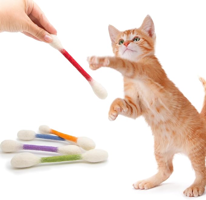 6Pcs Giant Cotton Swab Cat Toys with Organic Catnip| Durable Chew & Teething Sticks | Interactive Kitty Toys for Boredom Relief & Daily Exercise，Interactive Kitty Kick Sticks for Cat Lovers Gift