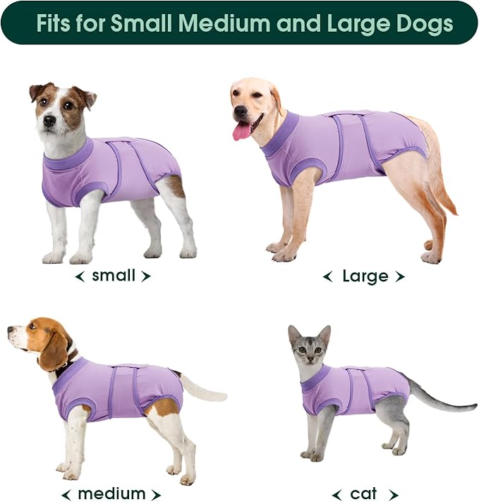 Kuoser Dog Surgery Suit Female Spay, Puppy Recovery Suit Male Neuter, Doggie Clothes Onesie for Surgery Anti Licking Abdominal Wounds Pet Surgical Recovery Bodysuit Shirt, Substitute E-Collar & Cone