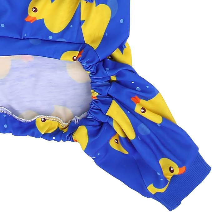 HDE Dog Pajamas One Piece Jammies Jumpsuit Pet Clothes Outfit Stretchy Lightweight Comfy Shirt Pjs for M-3XL Dogs Ducks Blue - 3XL