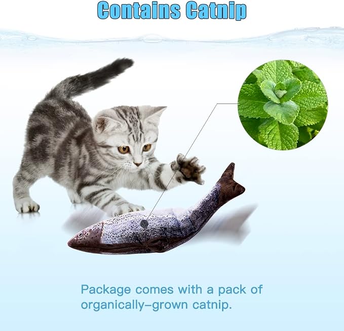 TOOGE 2 Pack 9" Floppy Fish Cat Toys with SilverVine and Catnip for Indoor Cats Interactive Flopping Fish Cat Kicker Catnip Toys for Cats Puppy Small Dogs (Salmon + Rainbow Trout)