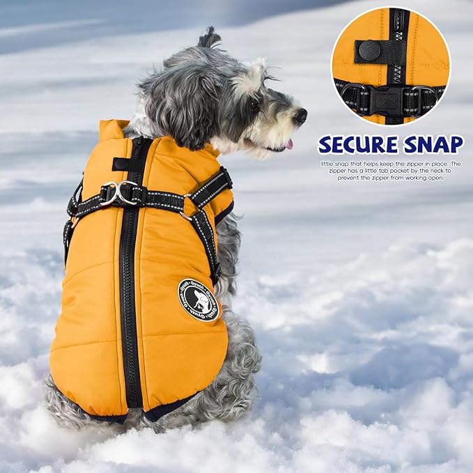 Gyuzh Dog Coat with Harness Puppy Coats Small Dog Harness Jacket Winter Waterproof Jackets for Smal Medium Large Dogs