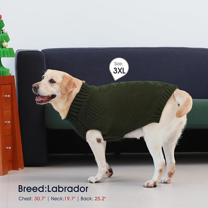 IECOii Large Dog Sweater - Neutral Thick Warm Dog Sweater for Male & Female Dogs, XL Size for Christmas, Thanksgiving, Halloween