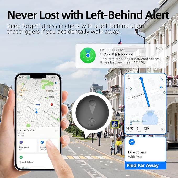 Nilone Undetectable GPS Tracker for Vehicles - Real-Time Tracking Device | No Monthly Fee/No SIM Card, Works with iOS Find My | Mini Hidden Magnetic GPS Locator, Ultra-Slim, IP68 Waterproof, Reliable
