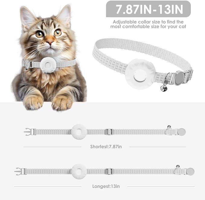 Cat Tracker with Cat Tracker Collar, Mini GPS Tracker, Pet Trackers, No Subscription, Anti-Lost Trackers, Finder Tag for Vehicles, Pets, Kids, White