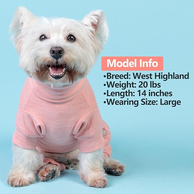 KYEESE Dog Coats Turtleneck Stretchy Pet Sweater Super Soft Warm Material Dogs Pajamas with Bowtie Dog Onesie for Small Dogs Cold Weather Coat, Pink,M