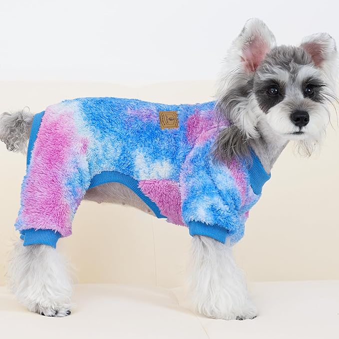 XPUDAC Dog Sweater, Dog Winter Clothes for Small Medium Dogs Girl Boy Fleece Doggy Pajamas for Winter Christmas, Tie-Dye01, Medium