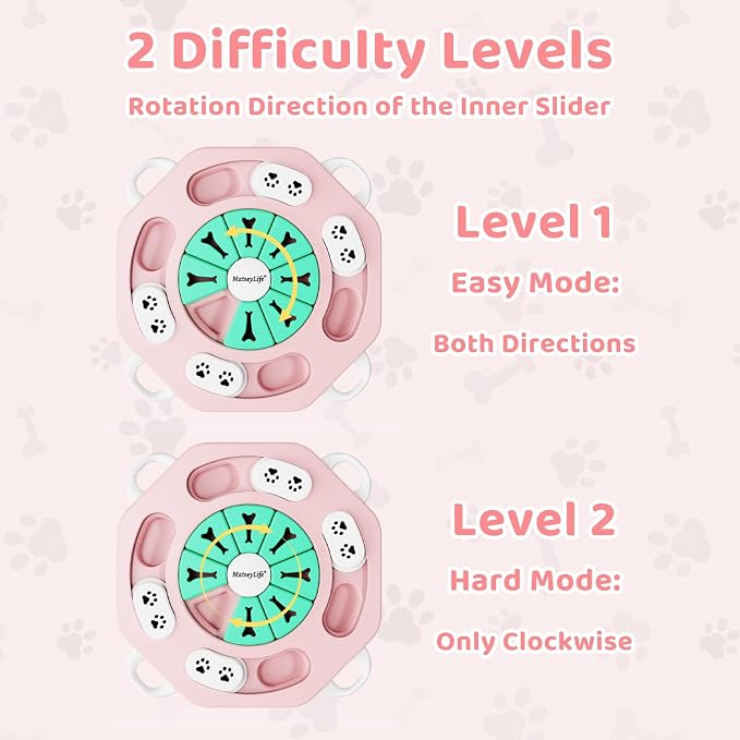 Dog Puzzle Toy for Smart Dogs, Interactive Dog Enrichment Toys,Level1(Pink)