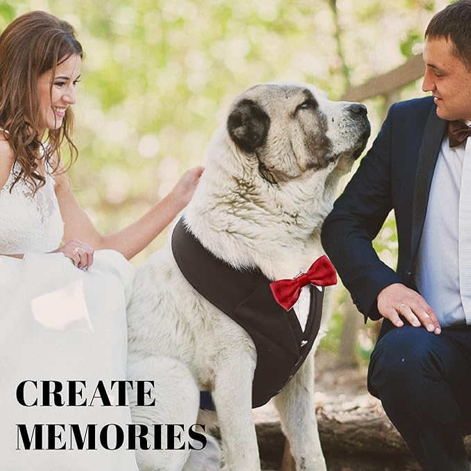 AVERYDAY Dog Tuxedo for Wedding Outfit, Dog Suit and Tie Costumes for Birthday, Halloween, Cosplay, Christmas Party, Pet Formal Wear with Bowtie, Tux for Medium Large Dogs, Bulldog, Labrador, Husky