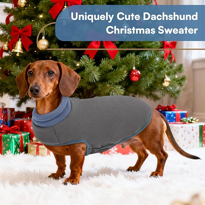 Queenmore Dog Sweater,Soft Fleece Vest Pullover Dogs Jacket with Elastic Stretchable,Warm Winter Dog Coats Cold Weather Doggy Dachshund Sweaters for Small Dogs Cats Boy or Girl (Grey, M)