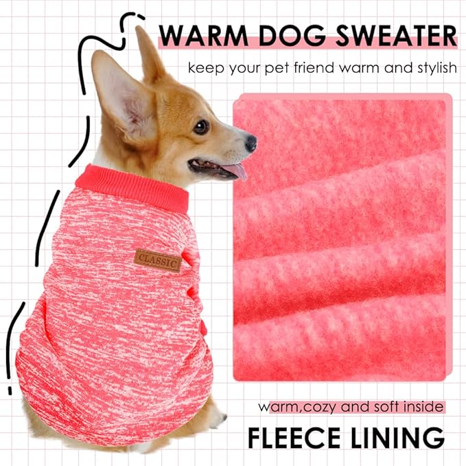 3 Pack Dog Sweaters for Small Dogs Girl Boy Winter Fleece Clothes Warm Soft Dog Sweatshirt Outfit for Dogs Cats Pet Apparel (Red, X-Small)