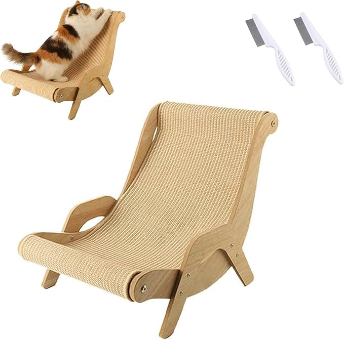 2026 Upgrade Cat Recliner Scraper Board, 23.6" Large 2 in 1 Cat Scratch Board, Anti-Scratch Cat Sisal Chair for Indoor Cats Hammock, Wear-Resistant Scratching Pad Lounges (A, Small for Within 19.8IB)