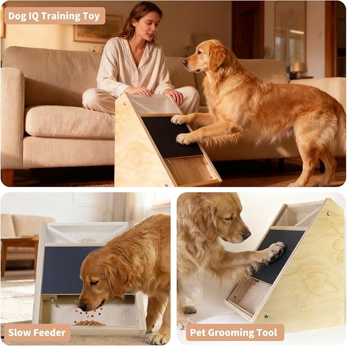 Dog Scratch Board with Treats (Light Natural Pine)