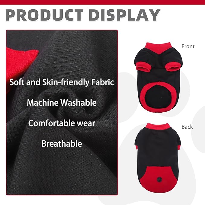 KOOLTAIL Dog Hoodie with Leash Hole，Cozy Fleece Turtleneck Winter Fall Warm Dog Clothes Sweater Sweatshirtfor Small to Medium Soft Winter Hoodie with Pocket for Easy Potty Break Access