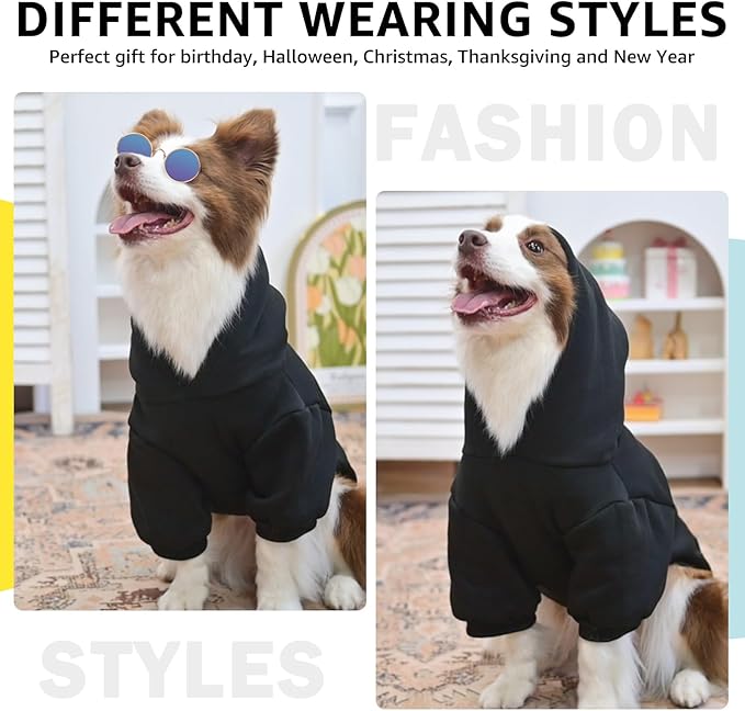 SCENEREAL Thanksgiving Dog Hoodie with Leash Hole Male Female - Warm & Soft Fleece Pet Sweater Clothes Sweatshirt with Leaf Pattern, Cold Weather Coat for Small Medium Large Dogs Puppies, S