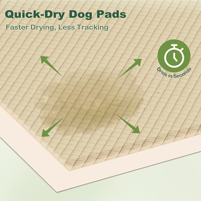 MIZOK Puppy Pads Small 22x22 Pee Pads for Dogs Bamboo Odor Eliminating & 6-Layer Absorbent Leak-Proof Dog Pee Pads Potty Training with Adhesive Tabs, Disposable (50 Counts)