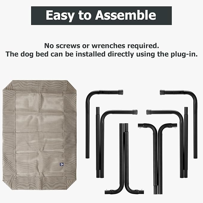 PVY Elevated Dog Bed for Outdoor, XXL Raised Dog Cot Indestructible with Washable Mesh, Cooling Summer Pet Cot Chew Proof for Outside Camping Travel, 51 inch Brown