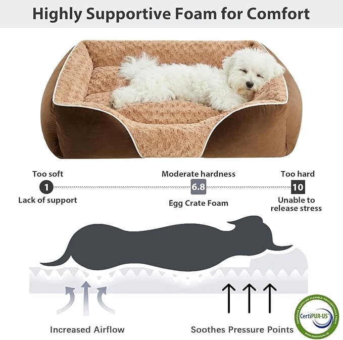 RRPETHOME Dog Beds Medium Sized Dog,Washable Rectangle Dog Bed for Medium Dogs,Orthopedic Pet Sofa Bed, Dog Couch Bed with Anti-Slip Bottom