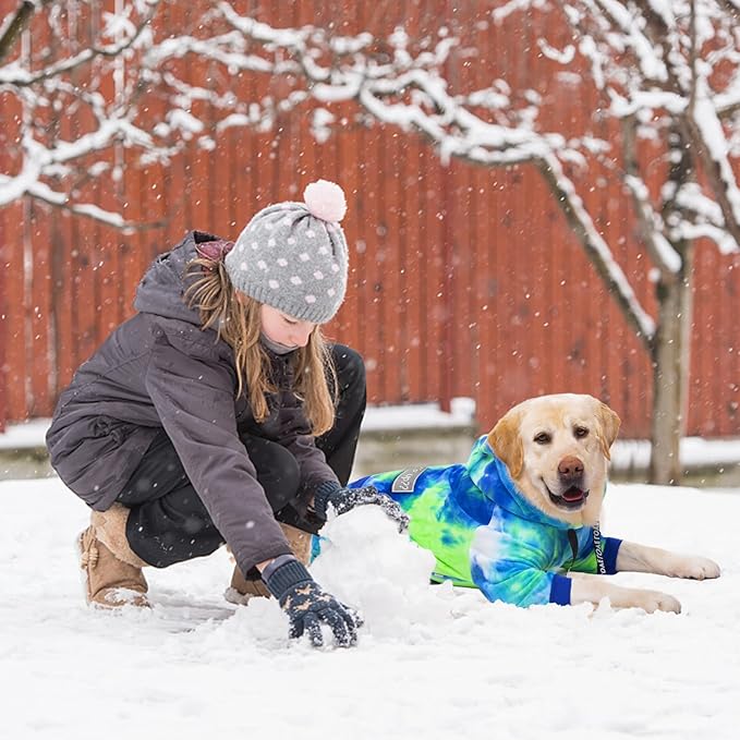 Dog Hoodies Winter Coat for Large Medium Dogs, Pullover 6 Legs Warm Coat Hooded Sweatshirt, Fleece Hoodie for Cold Weather (Bandhnu Green, 3X-Large)