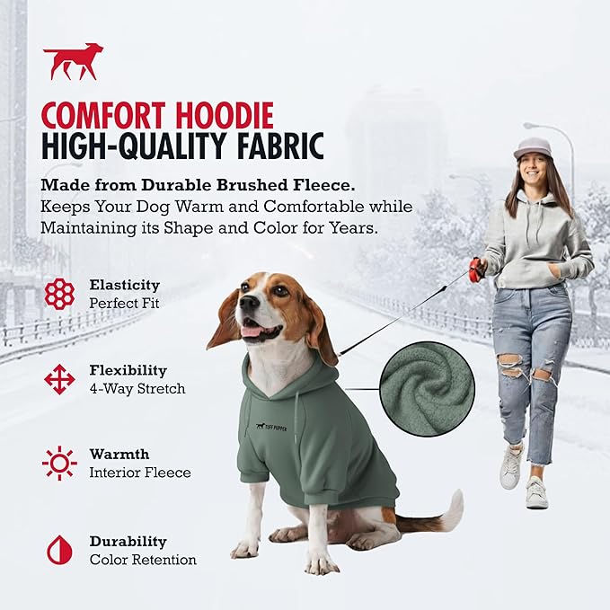 Tuff Pupper Dog Hoodie | Premium Quality Insulated Fabric | Ultra Soft Interior for Superior Comfort | Elastic Cuffs & Drawstring for Warmth | Stretch Fit Suitable for All Breeds (Teal, XXL)