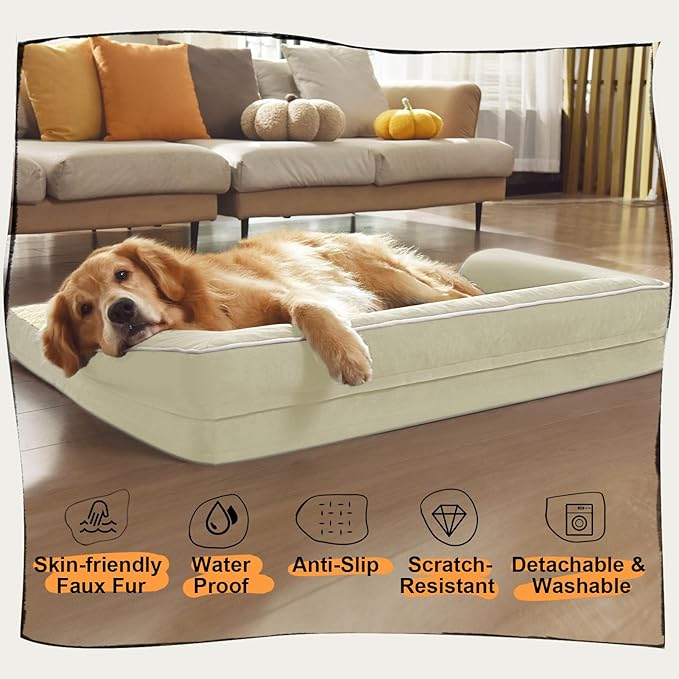Small Dog Bed Orthopedic Washable Cat Bed Memory Foam Small Couch Sofa Indoor Comfy Pet Beds with Waterproof Removable Cover & Non-Slip Bottom