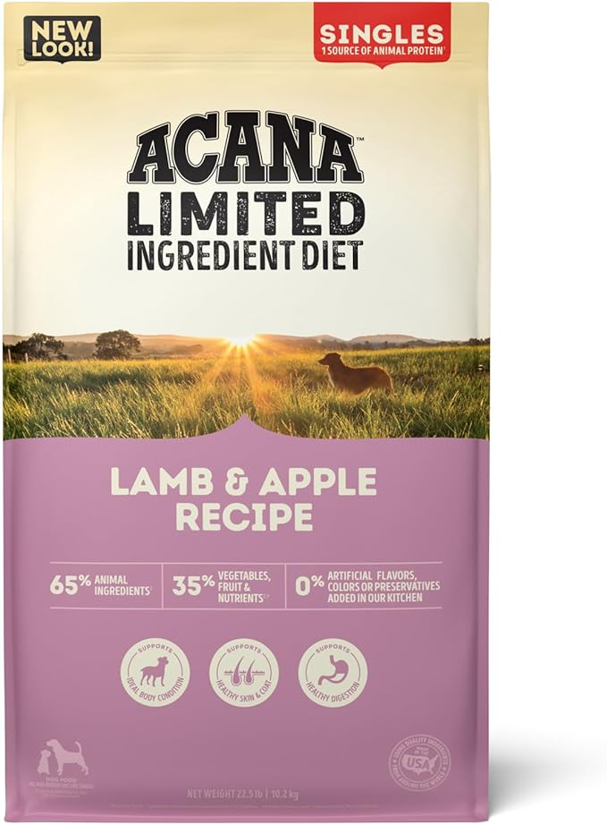 ACANA Singles Limited Ingredient Grain Free High Protein Dry Dog Food Lamb & Apple Recipe 22.5lb Bag