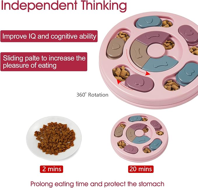 DR CATCH Dog Puzzles,Dogs Food Puzzle Feeder Toys for IQ Training & Mental Enrichment,Dog Treat Puzzle(Pink)