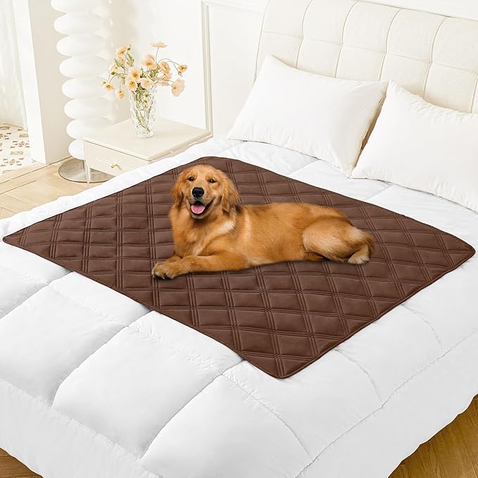 Smiry Waterproof Dog Bed Cover Blanket 40x50, Soft Reversible Pet Blanket, Washable Leakproof Cats Dogs Couch Cover for Sofa, Couch, Furniture, Lattice, Brown/Brown