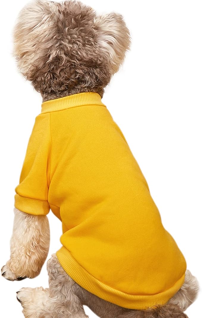 Puppy Sweater for Small Dogs Clothes Warm Winter Cat Clothe Pet Sweatshirt Knitwear Doggie Kitten Clothing, Yellow, X-Large