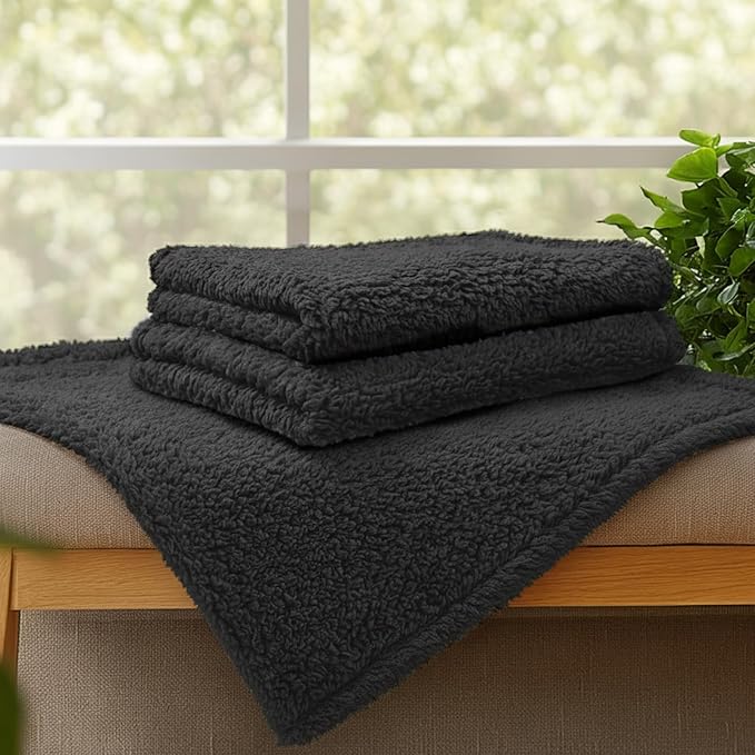 1 Pack 3 Calming Blankets Fluffy Premium Fleece Pet Blanket Soft Sherpa Throw for Dog Puppy Cat Black Large (41"x31")