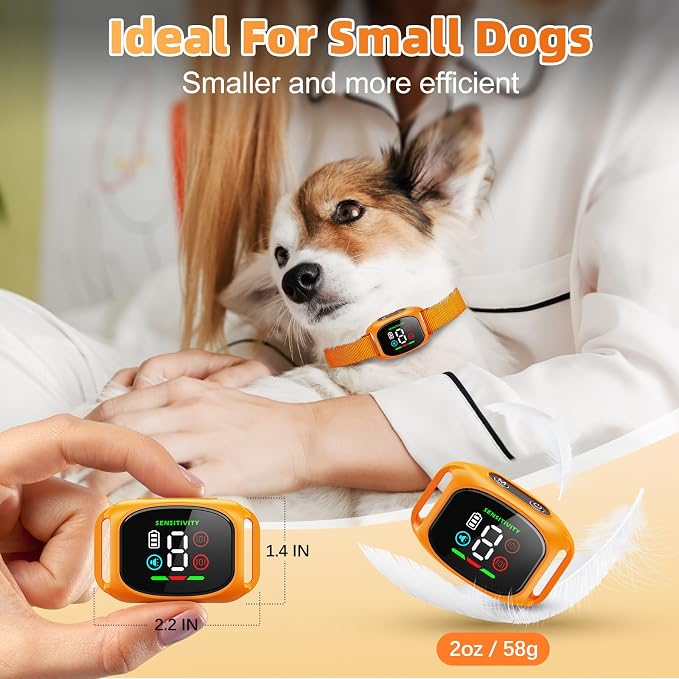 Bark Collar for Small Dogs 5-18lbs, No Shock Anti Barking Collars-Beep Vibration & 8 Sensitivity Levels, Smart Bark Detection Waterproof Humane Stop Barking Dog Control Device, Magnetic Charging Green