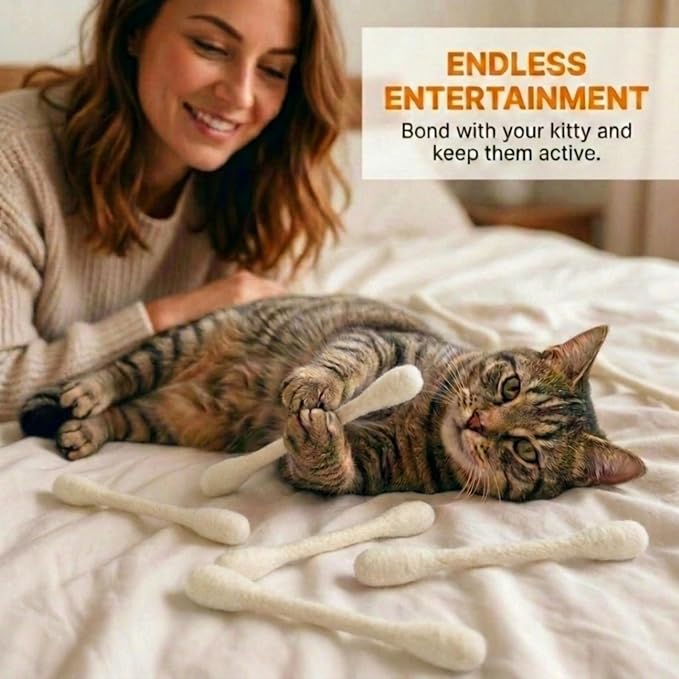 Glaciart One Swabs Cat Toys with Catnip - 12 Pk | Durable for Chew, Cute Cat Toys Interactive Kitty for Boredom, Exercise, & Play | Filled w/Organic Catnip for Anxiety & as Digestive Aid | Gift Idea